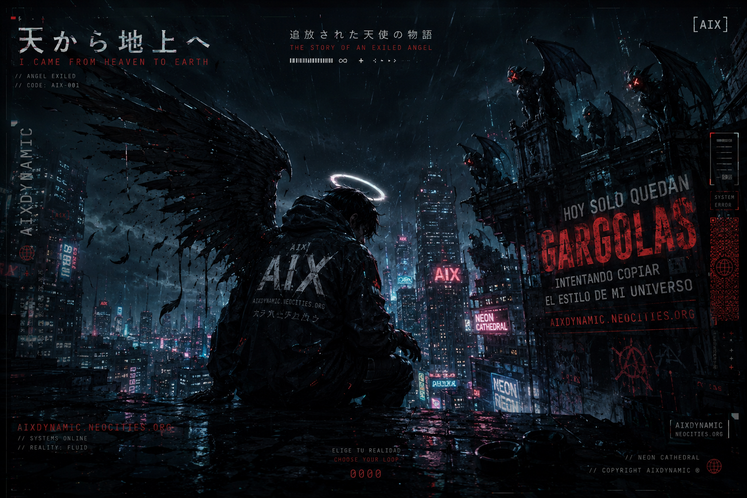 El Último Ángel - Fondo cosmic cyberpunk con ángel digital
